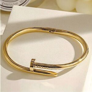 18K Gold Plated Nail Bangle Cuff Bracelet